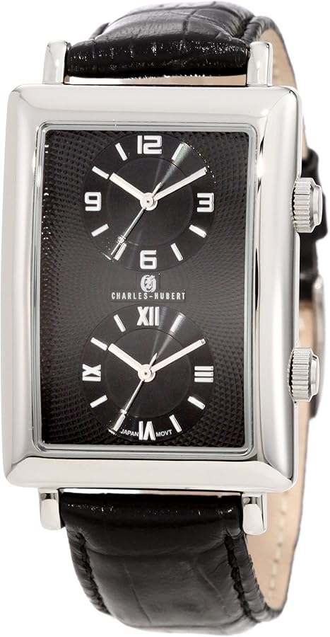 Charles-Hubert, Paris Men's 3854-B Premium Collection Stainless Steel Dual-Time Watch