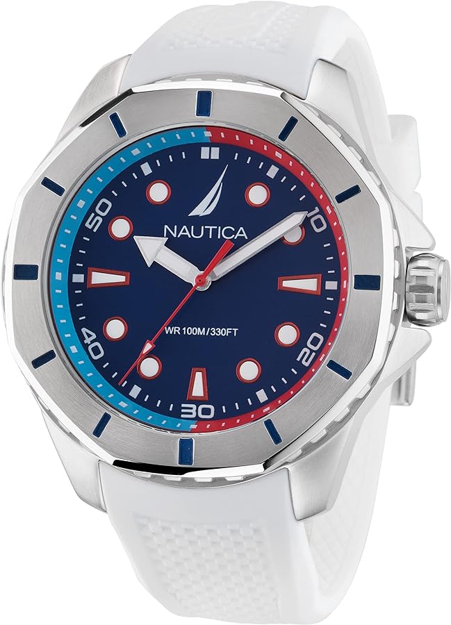 Nautica Men's NAPKMS305 KOH May Bay White Silicone Strap Watch