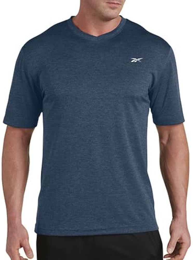 Reebok Performance Mesh V-Neck T-Shirt Navy Heather 3XL