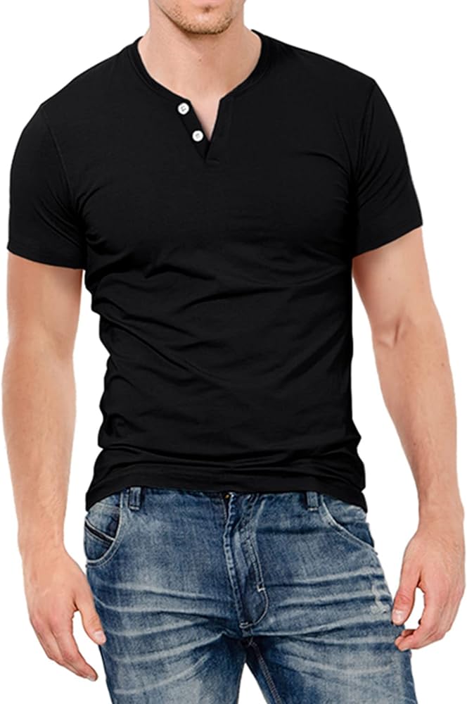 KUYIGO Mens Henley Shirts Slim Fit Long Sleeve Beefy Fashion Casual Cotton Top Shirts