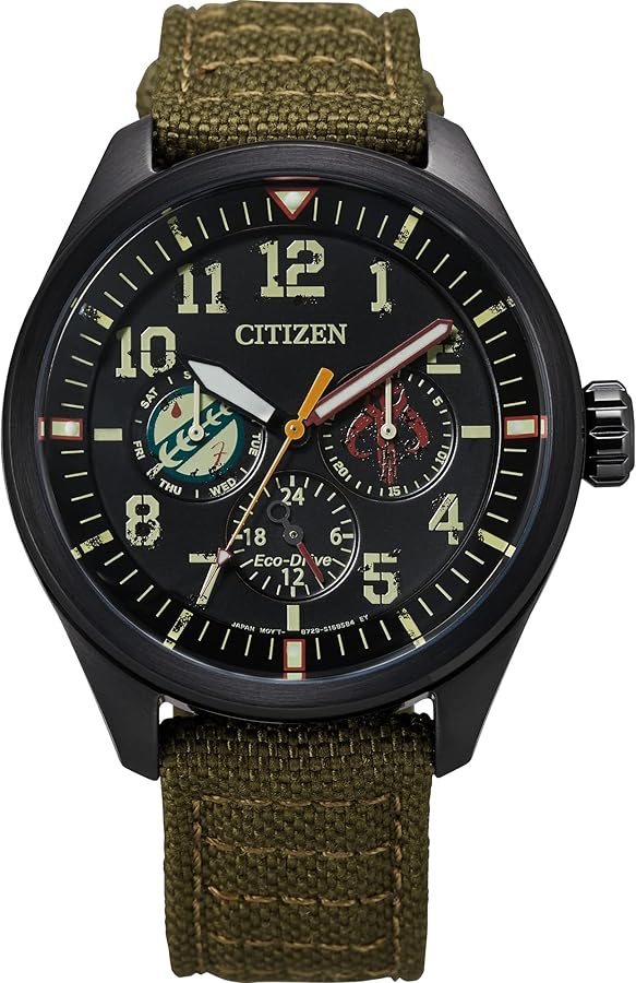 Citizen Eco-Drive Star Wars Quartz Men's Watch, Stainless Steel with CORDURA® strap, Boba Fett, Green (Model: BU2058-00W)