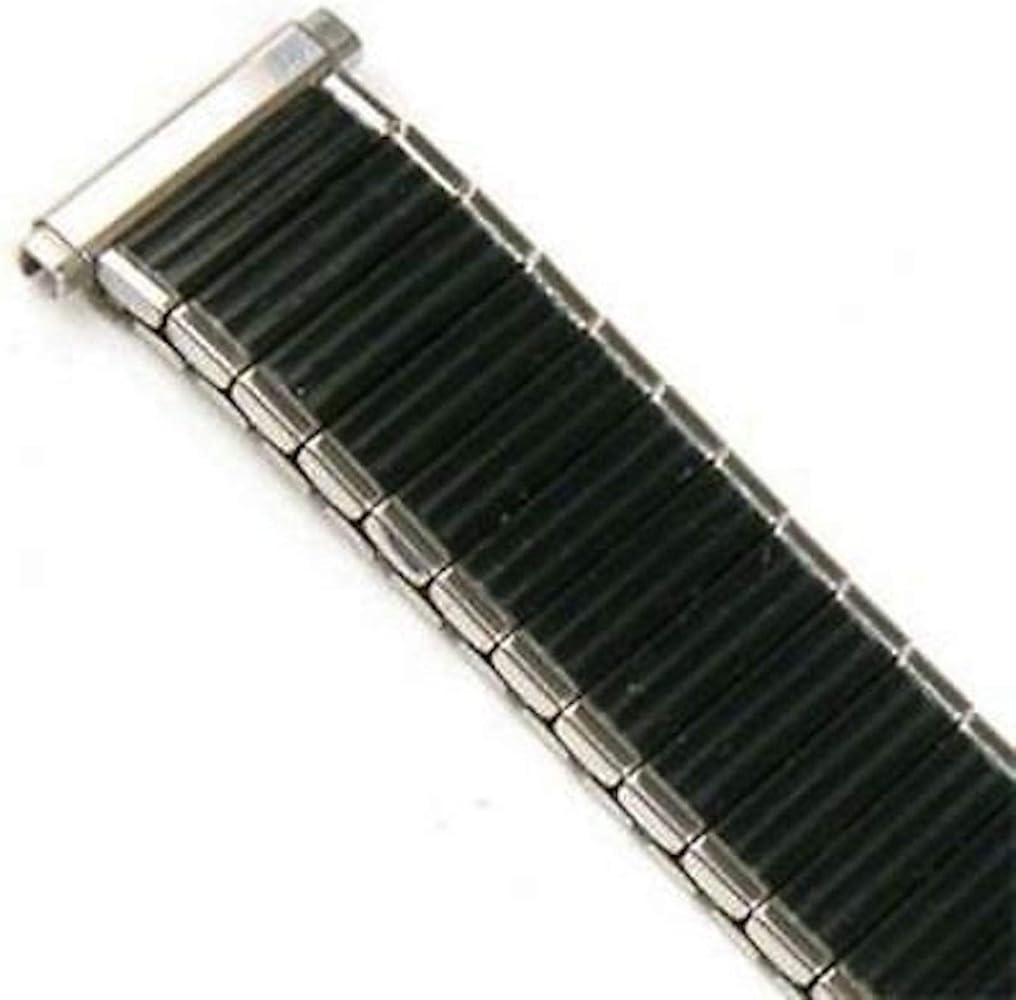 Watch Band Expansion Strech Metal flex Black with Silver color edges fits 16mm to 19mm Vintage New Old Stock Rare Mens about 5.8 inches long