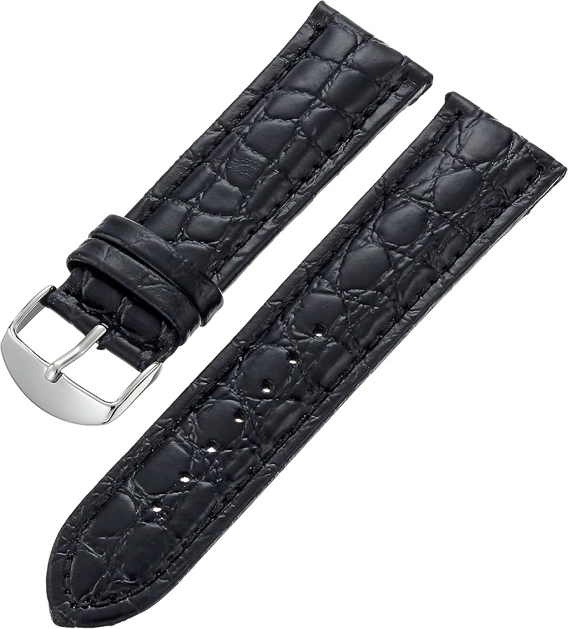 Hadley-Roma Men's MSM907RA-200 20-mm Black Genuine Leather Watch Strap