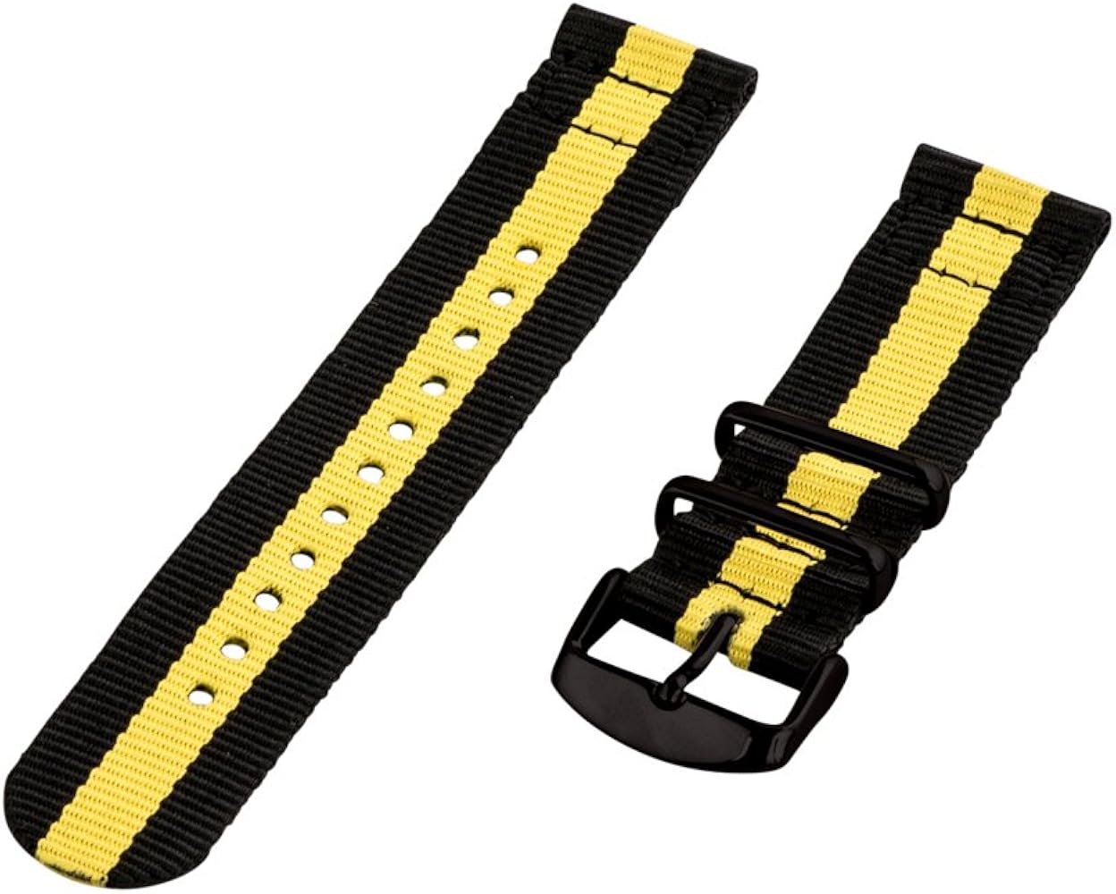 Clockwork Synergy - 20mm 2 Piece Classic Nato PVD Nylon Yellow/Black Replacement Watch Strap Band