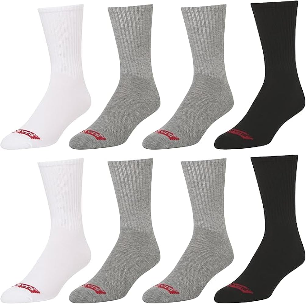 Levi's Mens Socks 8 Pairs Crew Low Cut No Show Quarter Ankle Socks for Men Premium Athletic Men's Socks Size 9-12