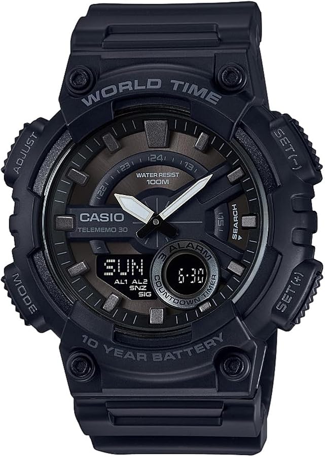 Casio Men's AEQ-110W-1BVCF Classic Analog-Digital Display Quartz Black Watch