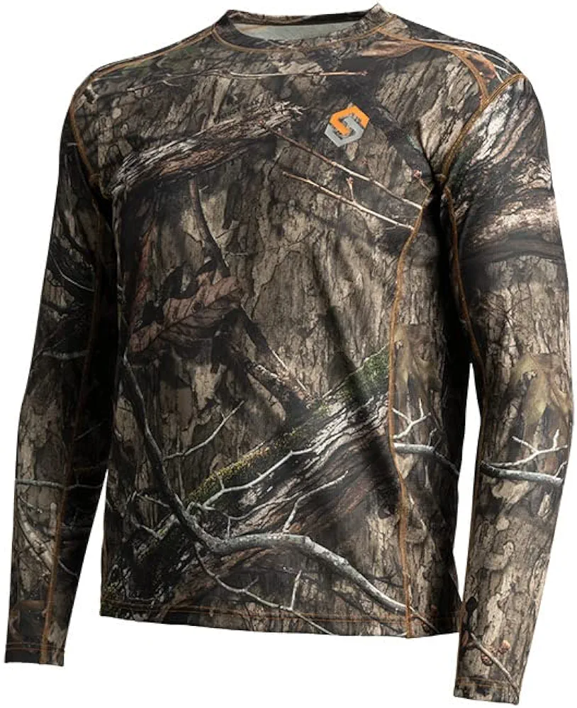 ScentLok Featherweight Long Sleeve Lightweight Camo Hunting Crew Shirt for Men