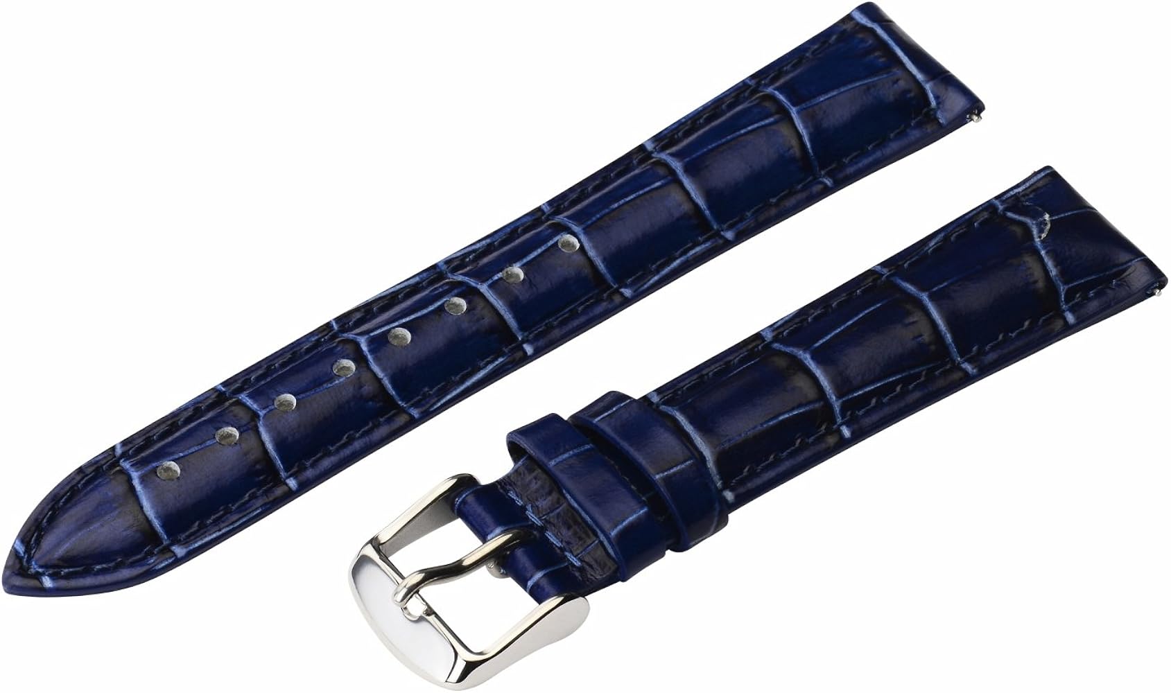 Clockwork Synergy - 2 Piece Classic Croco Grain Ss Leather Watch Band Straps - Navy Blue - 26mm for Men Women