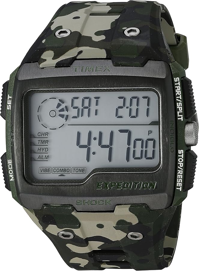 Timex Men's TW4B029009J Expedition Grid Shock Green Camo Resin Strap Watch