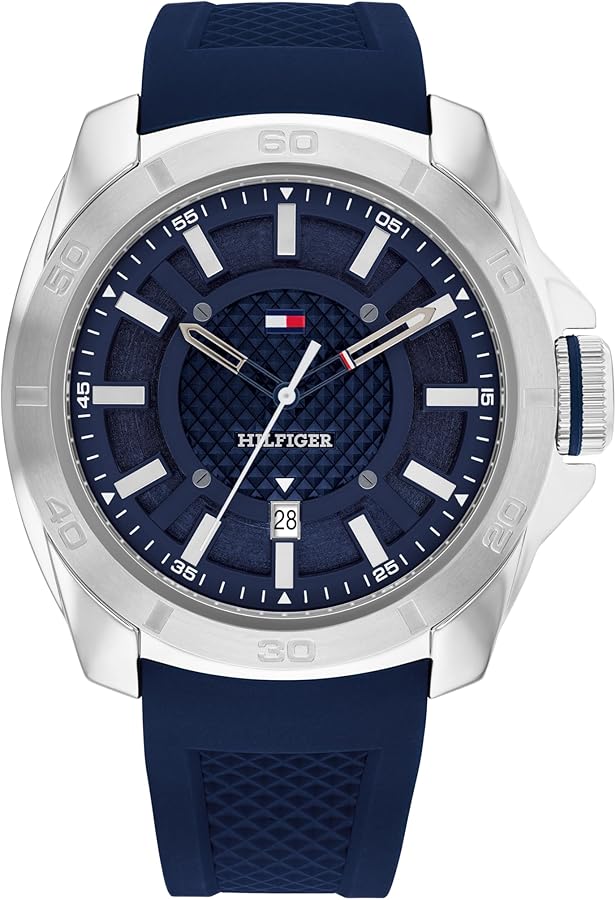 Tommy Hilfiger Windsurf Men's 3H Quartz Watch - Premium Fashion Timepiece with Durable Silicone - Water Resistant Up to 5 ATM/50 Meters | 49mm (Model 1792134)