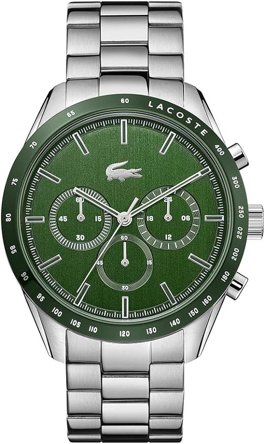 Lacoste Boston Men's Quartz Chronograph Stainless Steel Case With Stainless Steel Bracelet, Black/Silver (Model: 2011080)