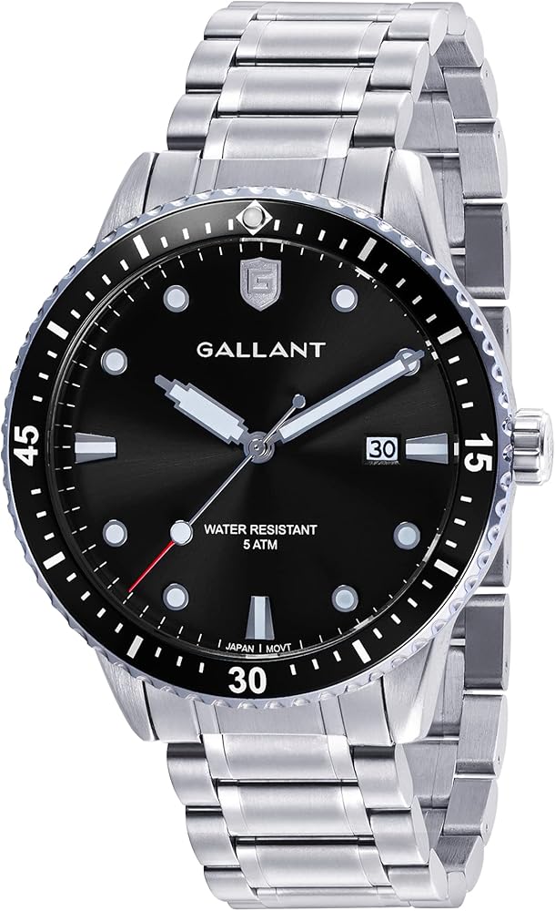 G GALLANT Mens Watch Quartz Analog Watches with Stainless Steel Band Metal Wrist Watch for Men Calendar Date 5ATM Waterproof Watches Business Casual Dress