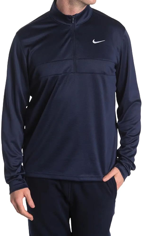 Nike Men's Essential Dri-FIT Half-Zip Golf Pullover, Obsidian/White, Small