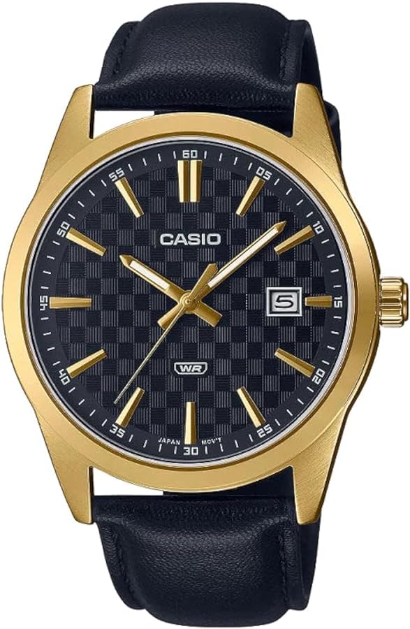 Casio Men's Watch - MTP-VD03GL-1AUDF Black Dial, Black Band, Black/Gold, strap