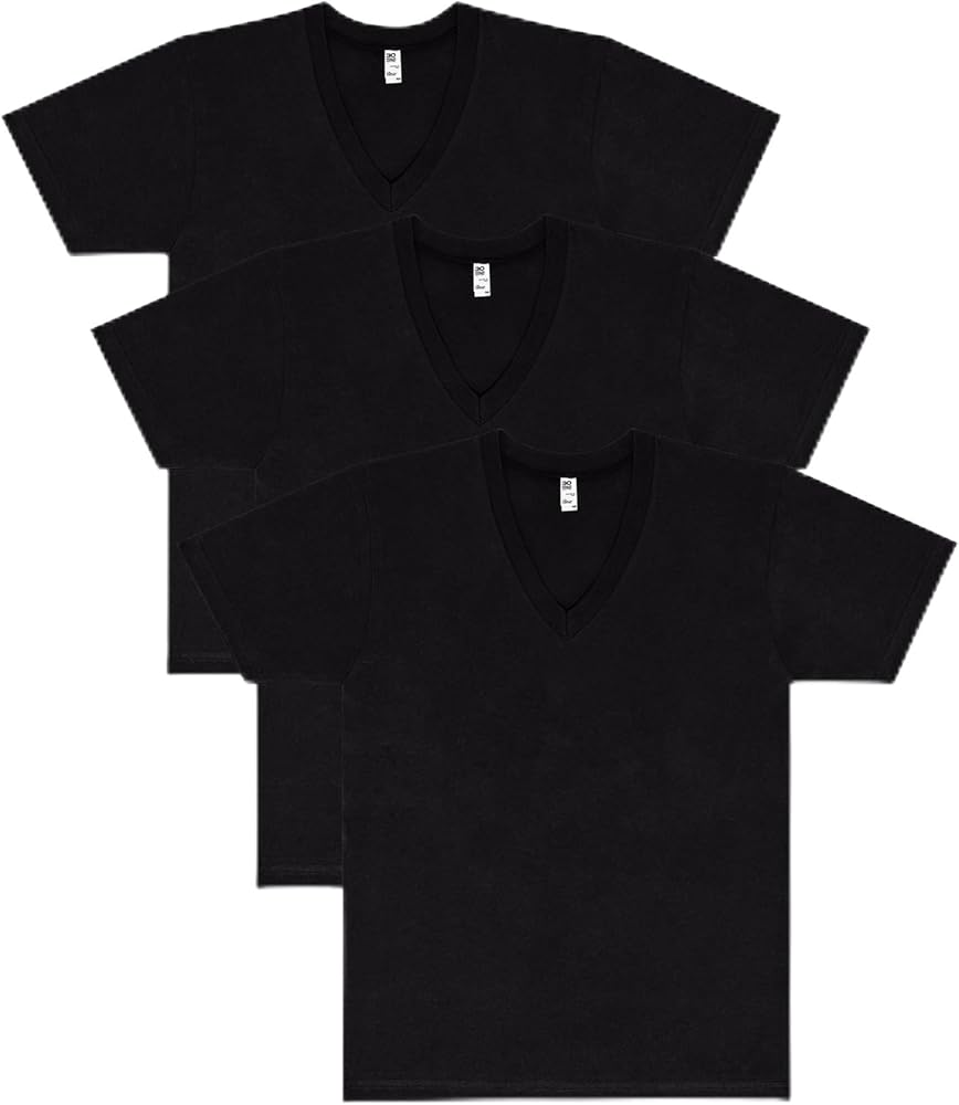 3 Pack Fine Jersey V-Neck Black T-Shirt