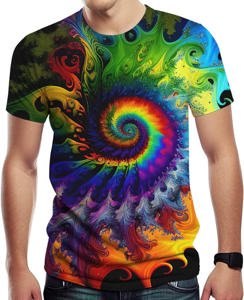 Men's Classic Sundog Rainbow Swirl Tie Dye T-Shirt Tee Shirt