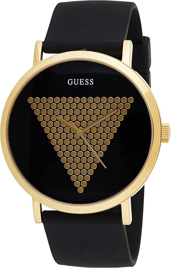 Guess Mens Analogue Classic Quartz Watch with Silicone Strap W1161G1, Black, Strap