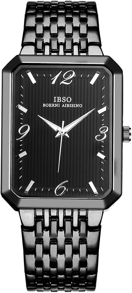 IBSO Men Watches Rectangle Dial Watch Classic Quartz Wristwatch