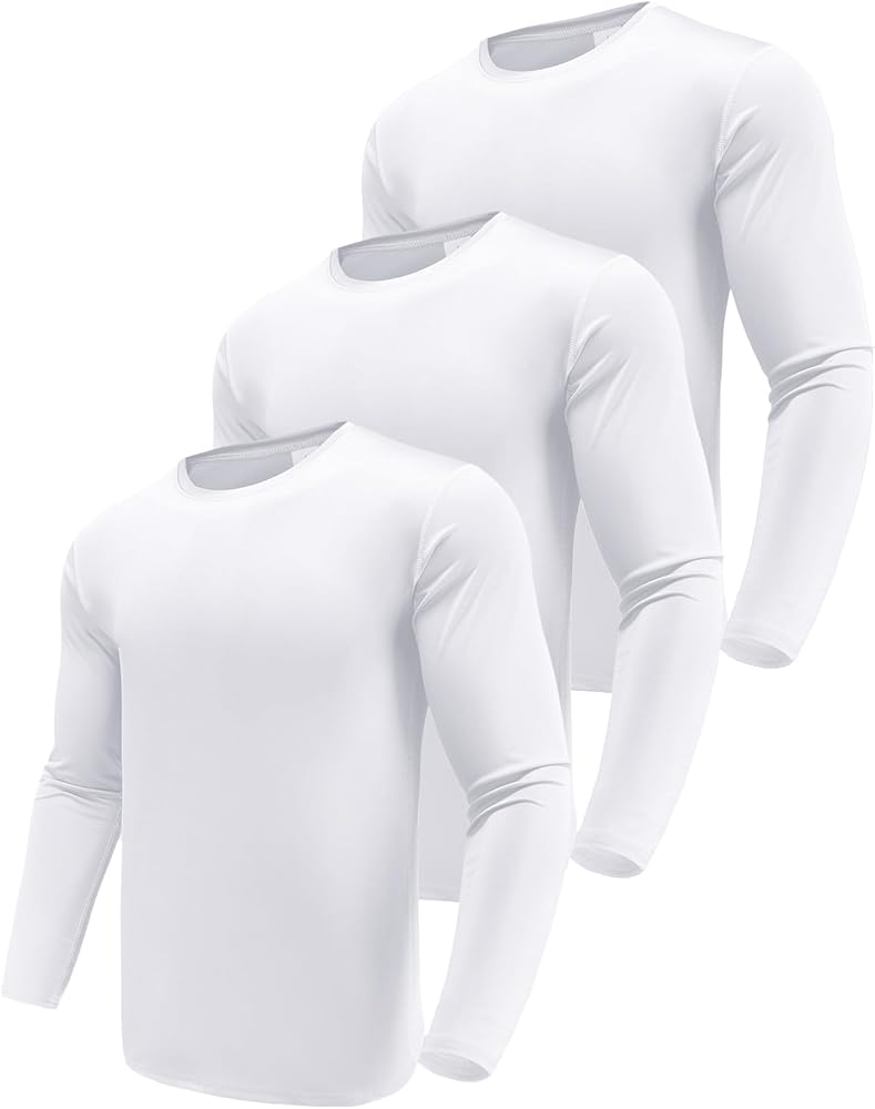 Men's 1 or 3 Pack Performance Long Sleeve T-Shirts, UPF 50+ Sun Protection Shirts, Athletic Gym Workout Shirts for Running