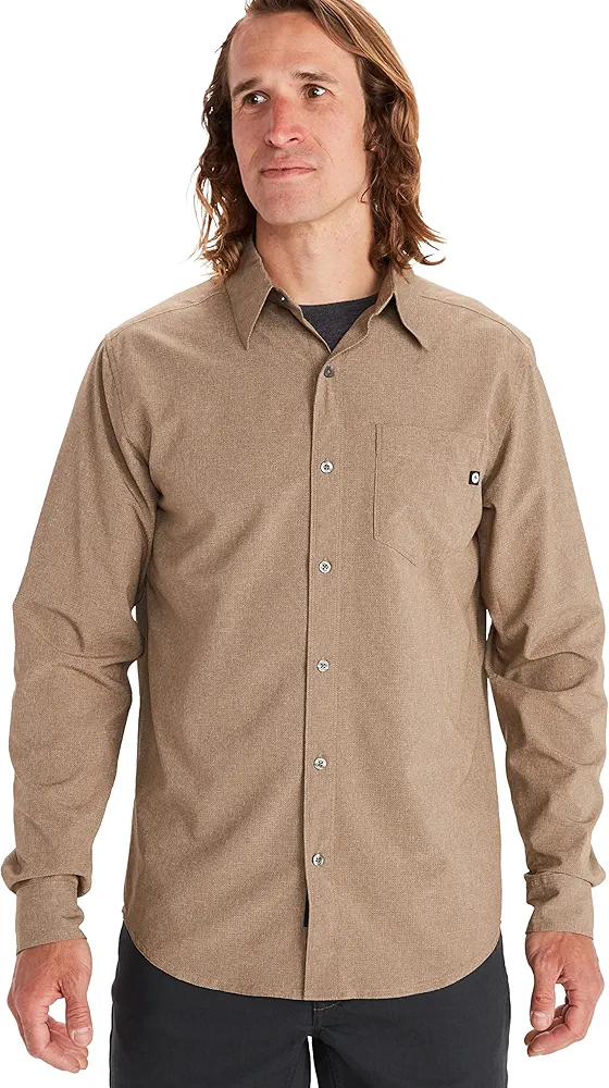 MARMOT Men's Aerobora Long Sleeve Button-Down Shirt - Lightweight, Packable, Quick-Drying UPF Protection