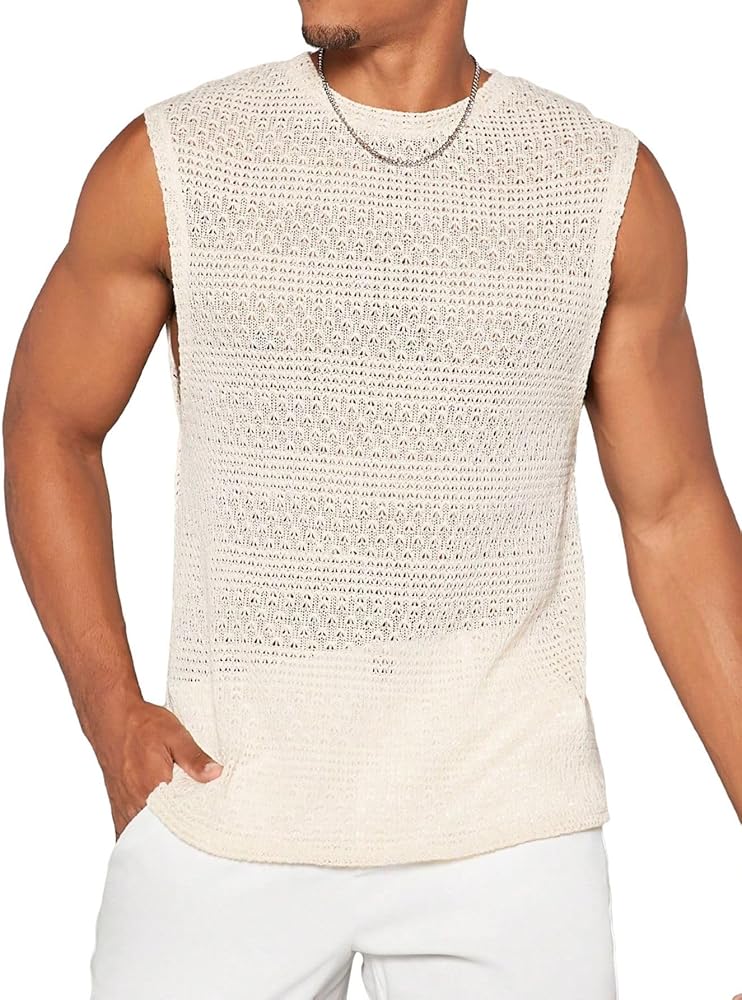 Verdusa Men's Casual Sleeveless Round Neck Knit Tank Top