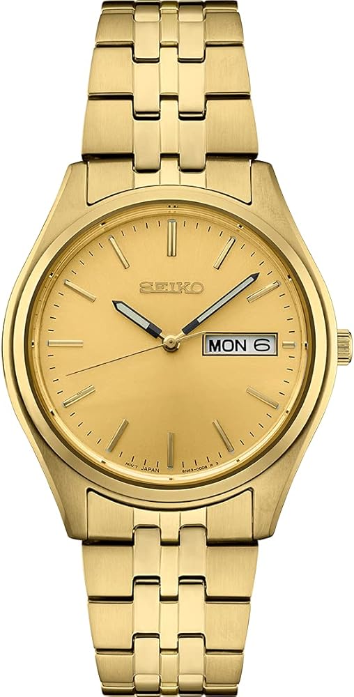 SEIKO Watch for Men - Essentials - with Day/Date Calendar, Stainless Steel Case/Bracelet, and 100m Water-Resistant