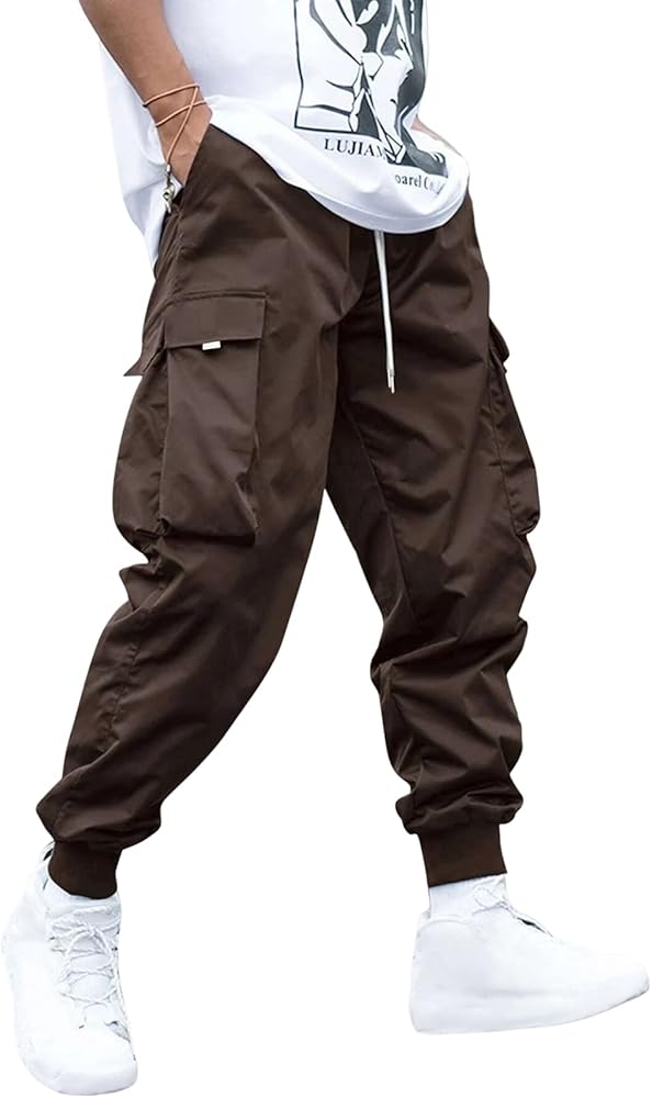 ZAFUL Men's Drawstring Techwear Cargo Pants with Flap Pockets - Athletic and Elastic Joggers, Casual Trousers and Sweatpants