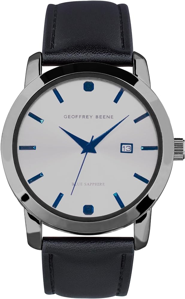 Geoffrey Beene Mens Watch - Elegant Leather Strap Quartz Movement Analog Watch for Men, Gift for Men, Formal or Business Casual Minimalist Wrist Watches 42mm