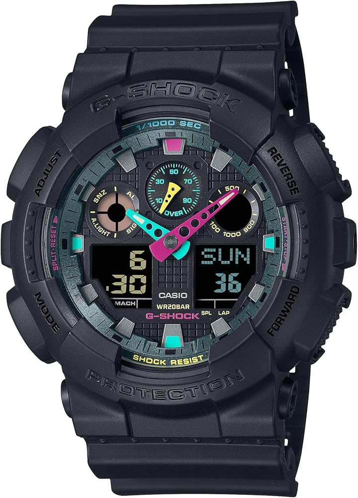 G-Shock Casio GA-100 Series Analog-Digital Multi-Color Black Resin Watch 55mm - GA100MF-1A