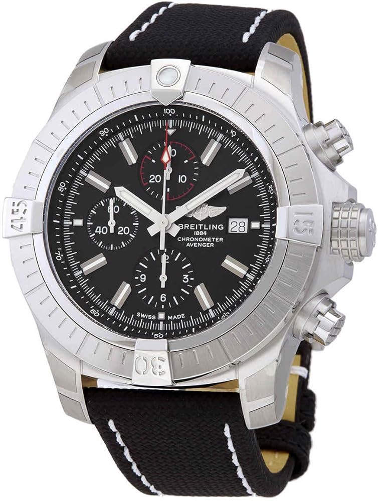 Breitling Super Avenger Chronograph Automatic Chronometer Black Dial Men's Watch A13375101B1X2