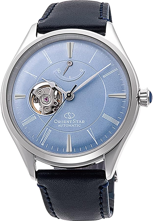 Orient Star Classic Semi-Skeleton Pale Aqua Dial Watch RE-AT0203L, Blue