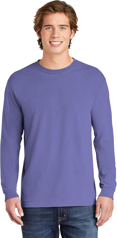 Comfort Colors Men's Adult Long Sleeve Tee, Style 6014 (Small, Violet)