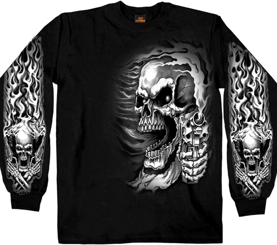 Hot Leathers Black Assassin Double Sided Long Sleeve T-Shirt