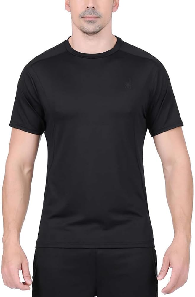 Spyder Active Men's PROWEB Moisture Wicking Stretch Short Sleeve T-Shirt (Black, X-Large)