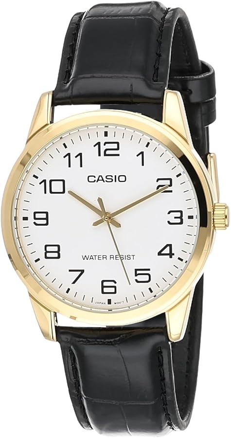 Casio Men's MTPV001GL-7B Black Leather Quartz Watch