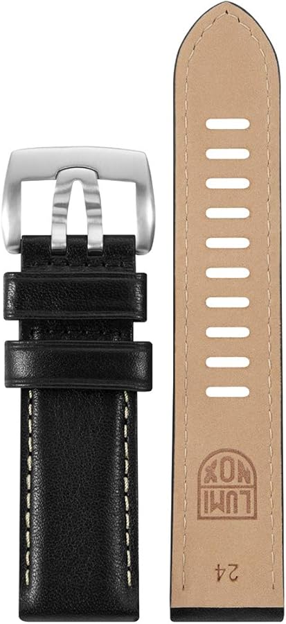 Luminox Men's Black Leather 24mm Strap 1900 Field Series Stainless Steel Buckle Watch Band