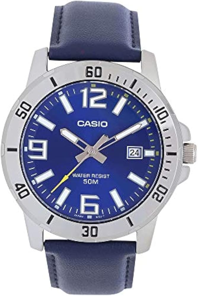 Casio MTP-VD01L-2BV Men's Enticer Blue Leather Band Blue Dial Casual Analog Sporty Watch