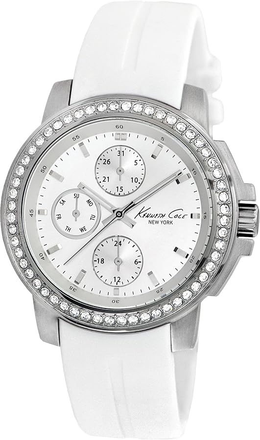 Kenneth Cole New York Women's Japanese Quartz Stainless Steel Case Silicone Strap White, (Model:KC2736)