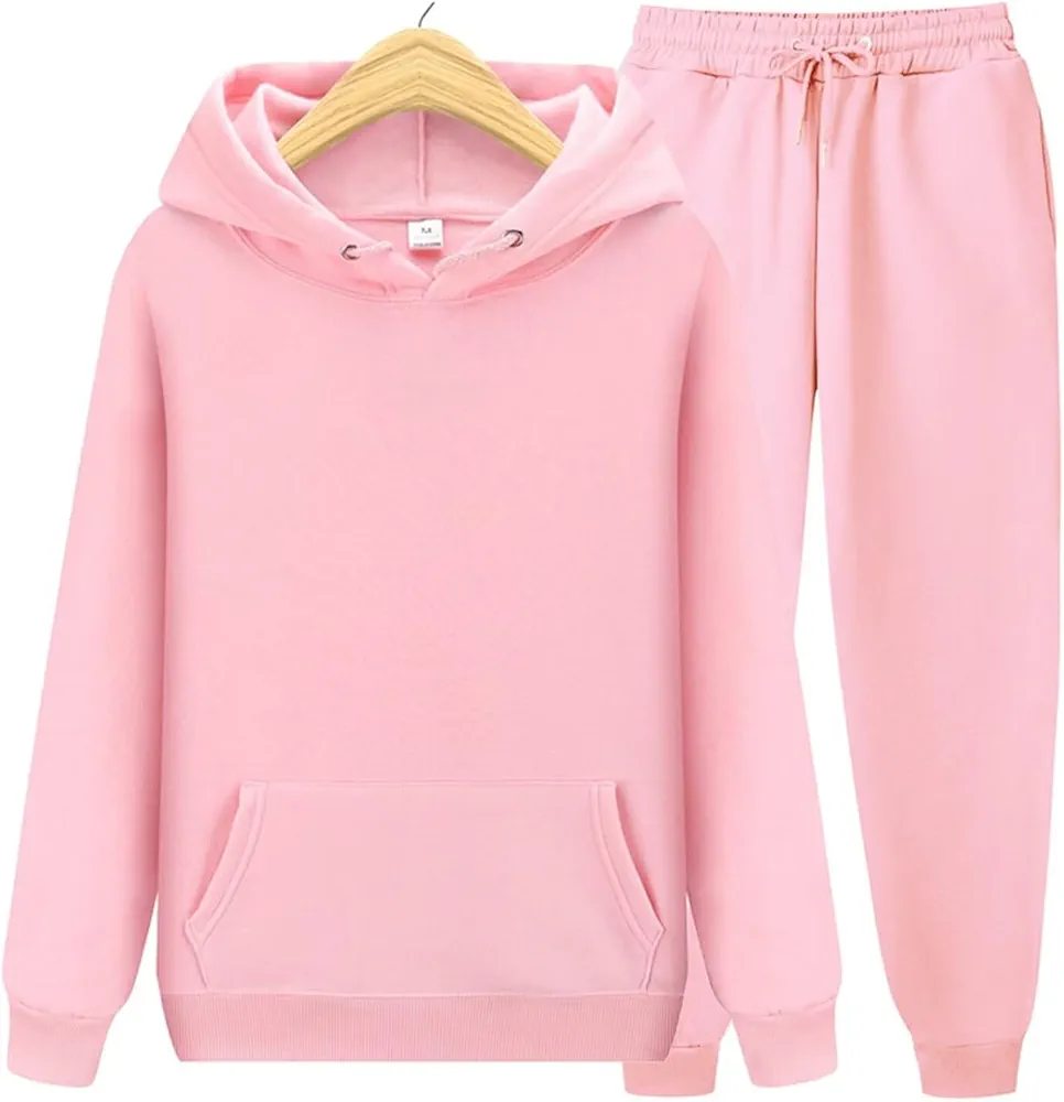 Unisex Hoodies Tracksuit Sweatsuits for Women Set Mens 2 Piece Hooded Sweatshirts and Sweatpant Set Jogger Sweatsuits