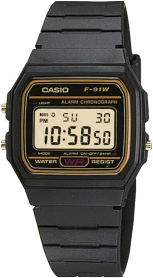 Casio Collection Unisex Digital Watch F-91W, Black, 35, Strap