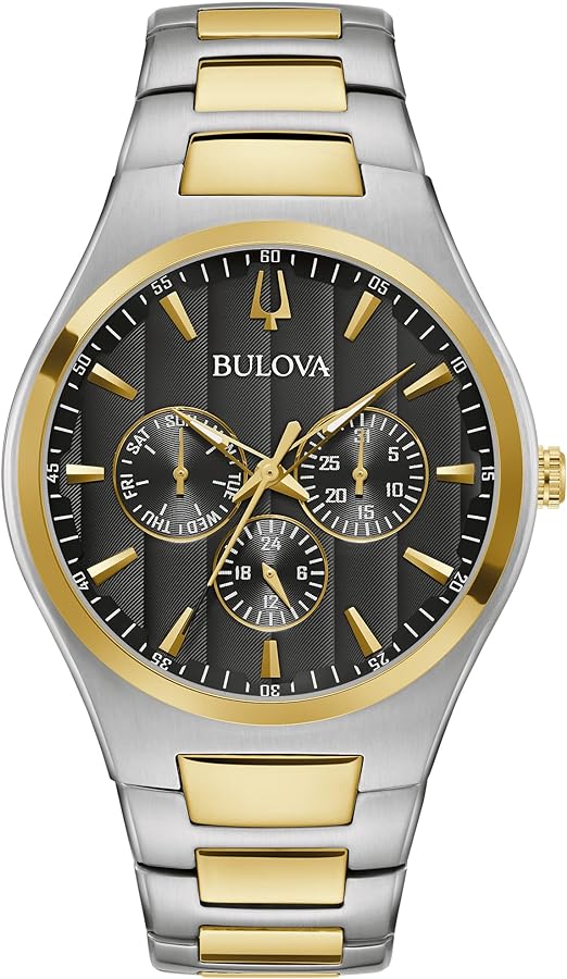 Bulova Men's Classic Dress 6-Hand Multi-Function Day/Date Quartz Watch, Luminous Hands, 42mm