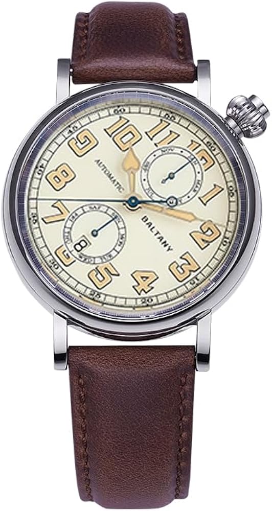 Baltany1935 Avigating Homage Polit Men Watch S6047 Cockeyed Dial Complete Calendar 9122 Automatic Watches