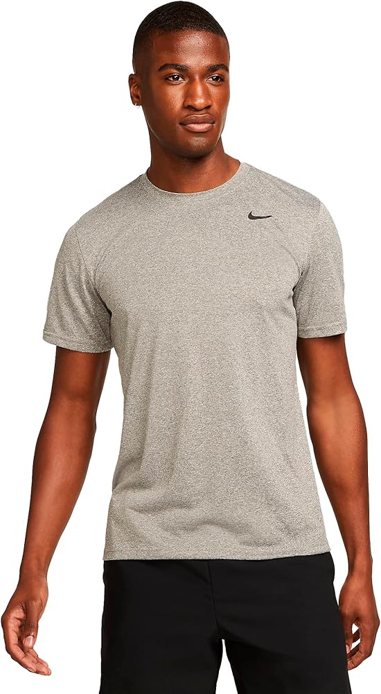 Nike Men's Legend 2.0 Short Sleeve Tee, Carbon Heather/Black/Black, Large