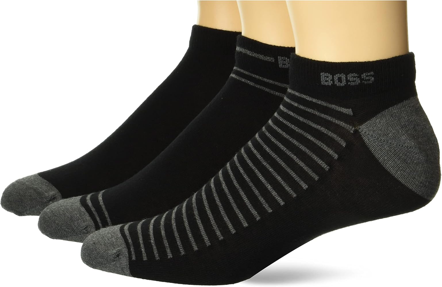 BOSS Men's 3-Pack Contrast Stripe Cotton Ankle Socks