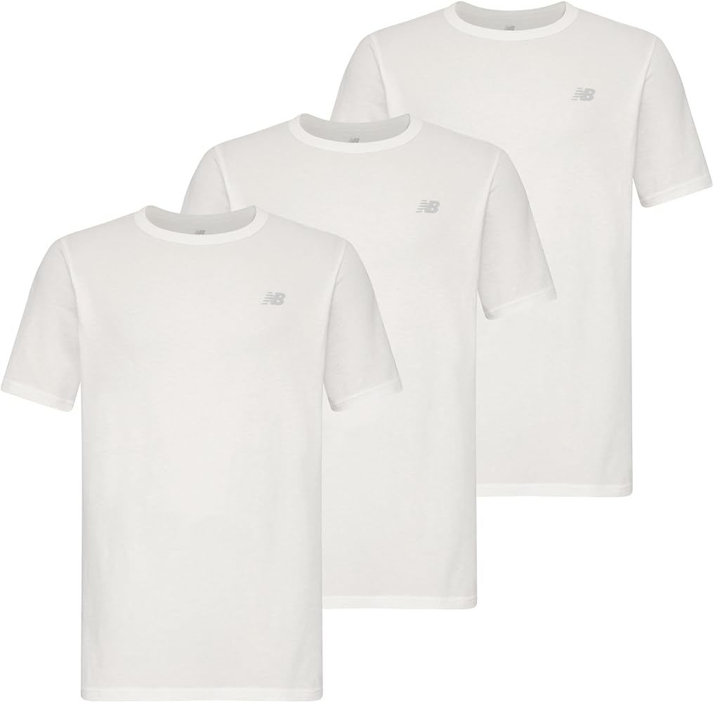 New Balance Men's Cotton Performance Crew Neck Undershirts Tag Free and Moisture-Wicking (3 Pack)