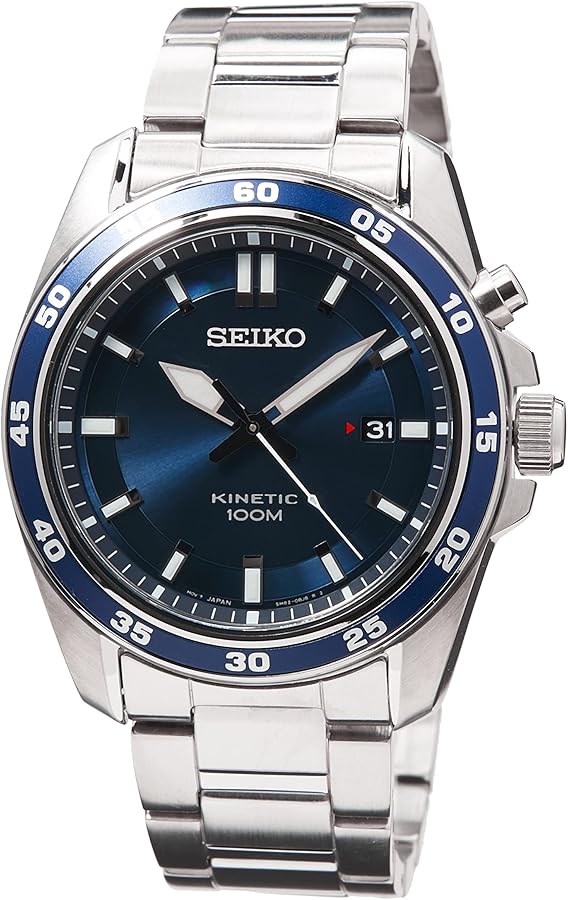 Seiko Herren-Uhr Kinetik Edelstahl mit Edelstahlband, Blue, One Size, Bracelet