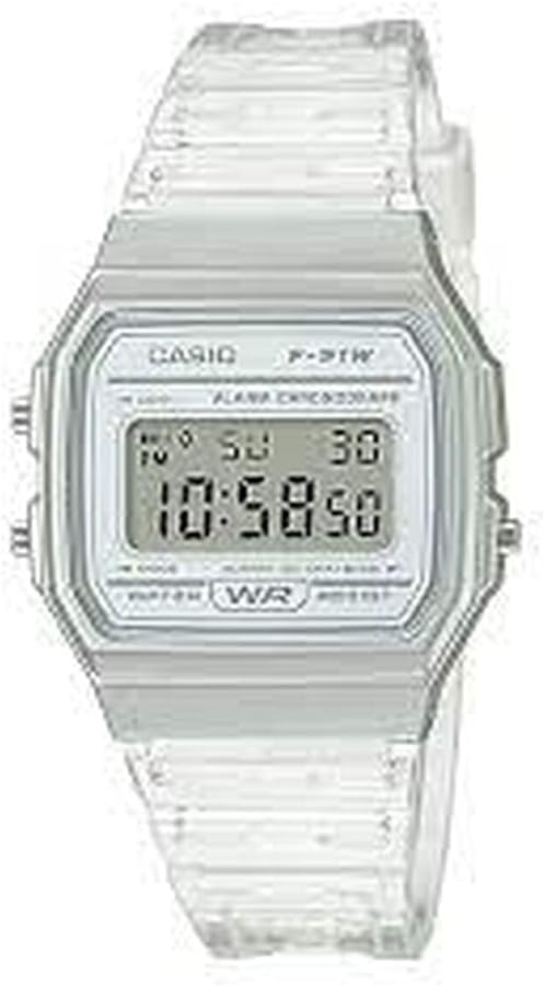 Casio Quartz Watch with Resin Strap, Clear, 20 (Model: F-91WS-7CF)