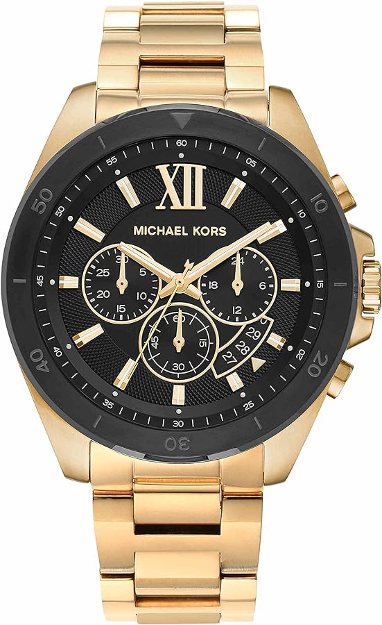 Michael Kors Men's Brecken Quartz Watch with Stainless Steel Strap, Gold, 22 (Model: MK8848)