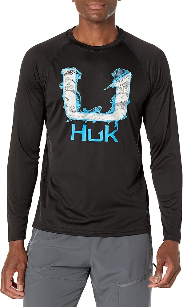 Huk Men's Americana Flag Pursuit | Long Sleeve Performance Fishing Shirt with +30 UPF Sun Protection