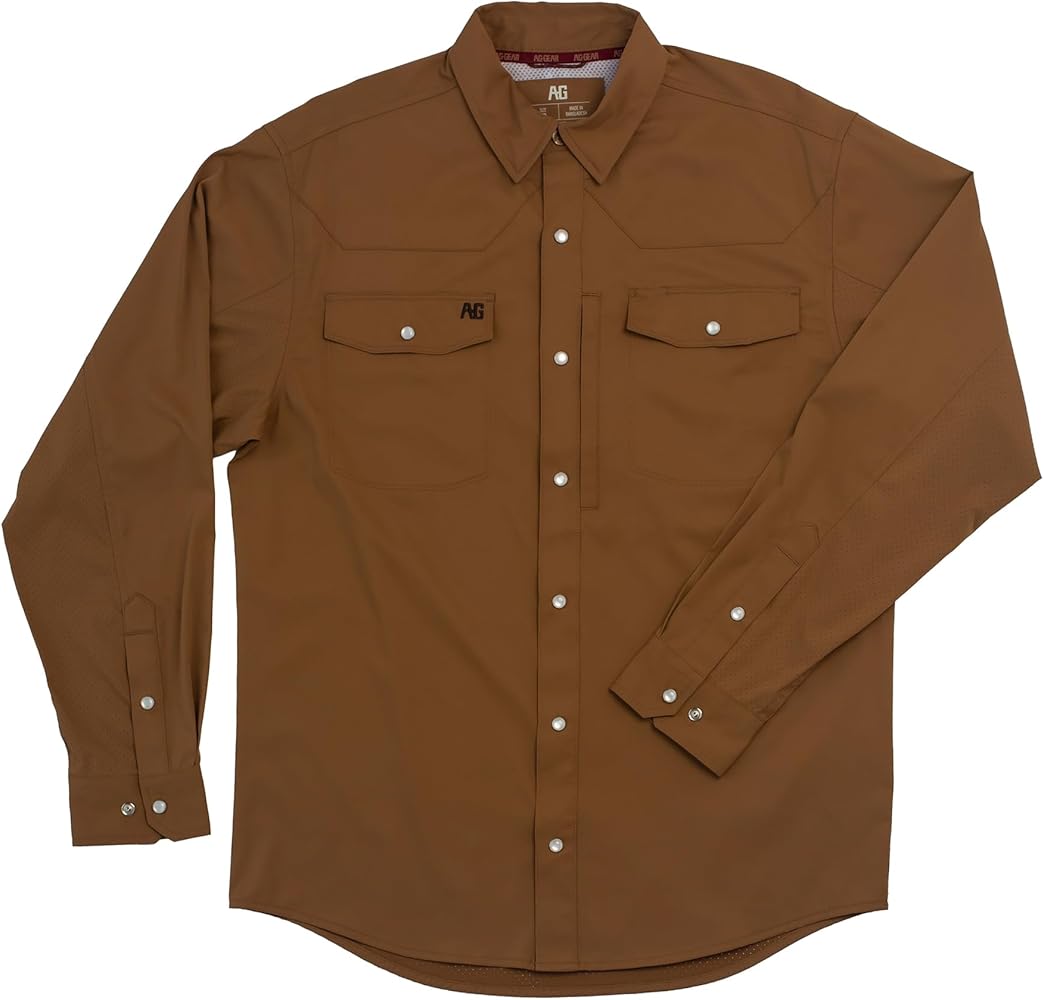 Men's Long Sleeve Stockyard Button Down Shirt, Breathable Performance Work Shirt for Farmers and Ranchers with UPF30